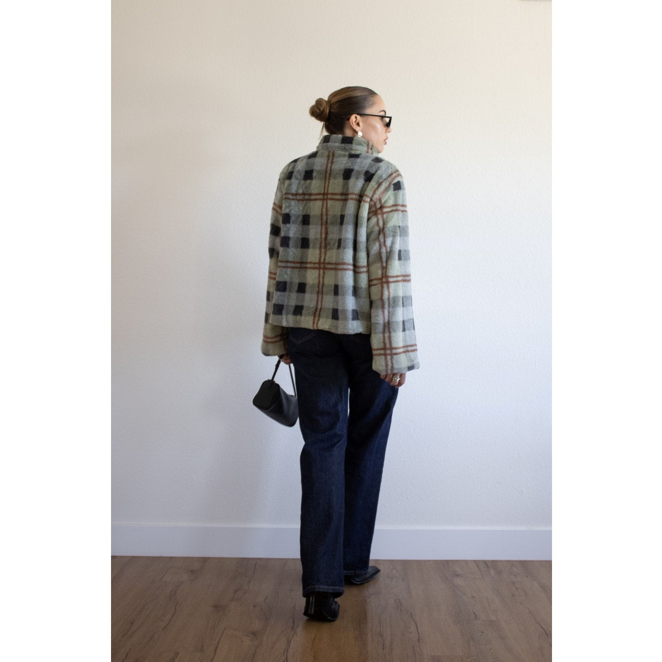 Icy Plaid Faux Fur Jacket