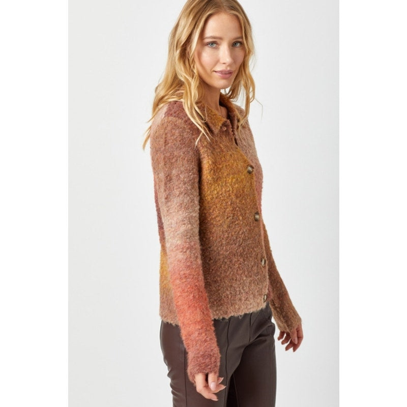 Maple Fuzzy Collared Cardigan