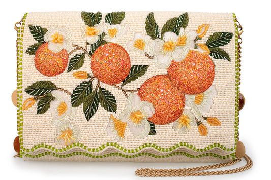 Mary Frances Sun Kissed Orange Fruit Beaded Crossbody Handbag