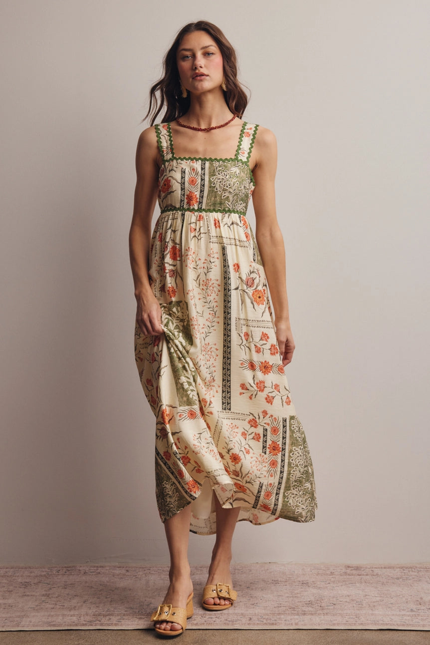 Printed Open-Back Maxi Dress