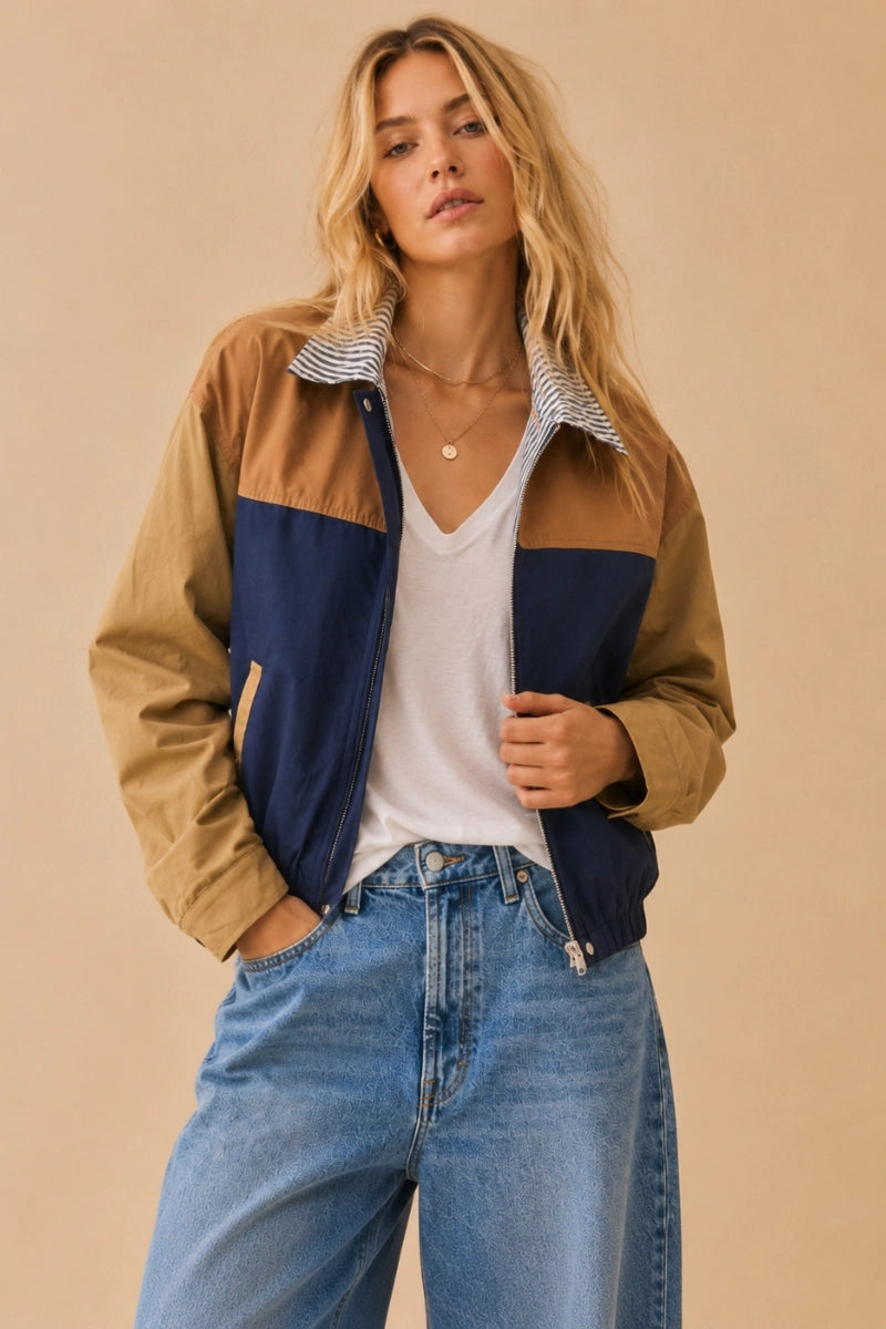 The Coastal Colorblock Bomber Jacket