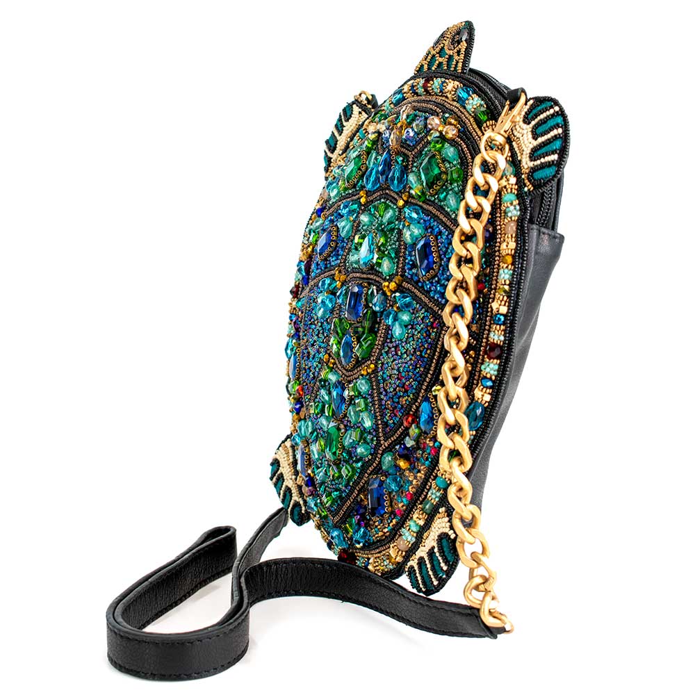 Mary Frances Wave Rider Beaded Turtle Crossbody Handbag