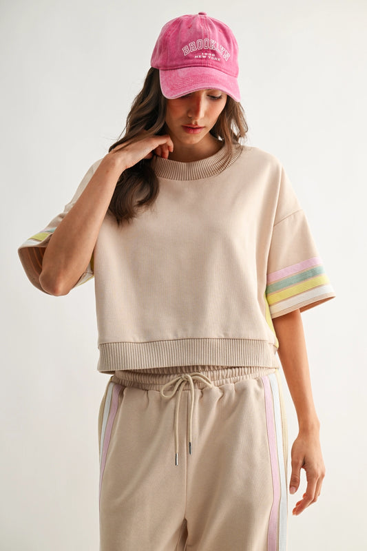 Game Day Pastel Stripe Lounge Top