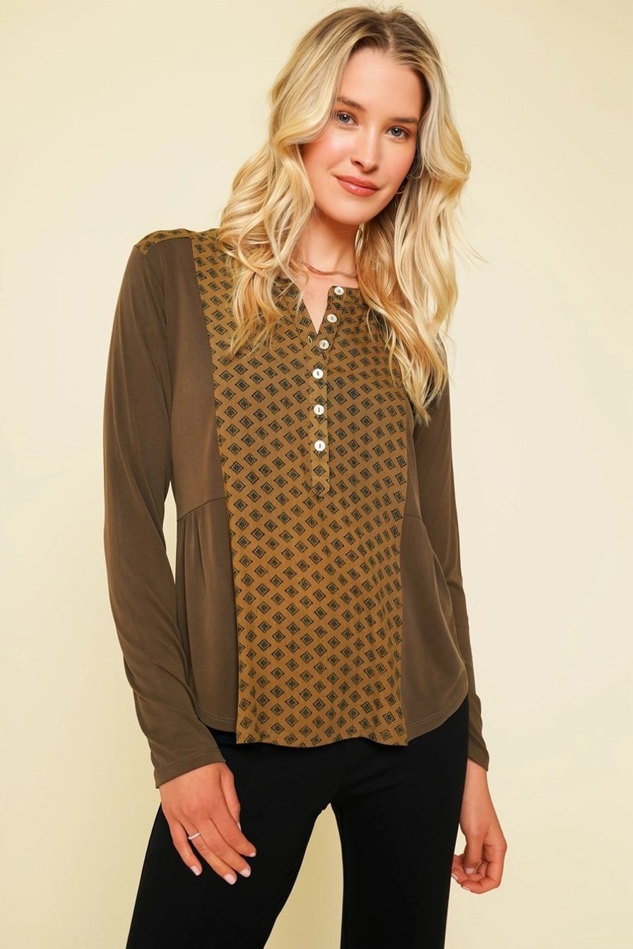 Mix Media Henley Top