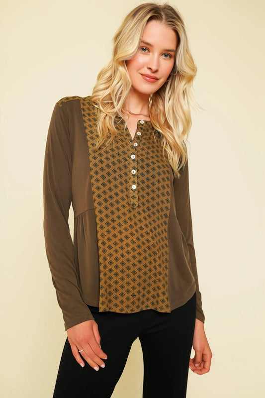 Mix Media Henley Top