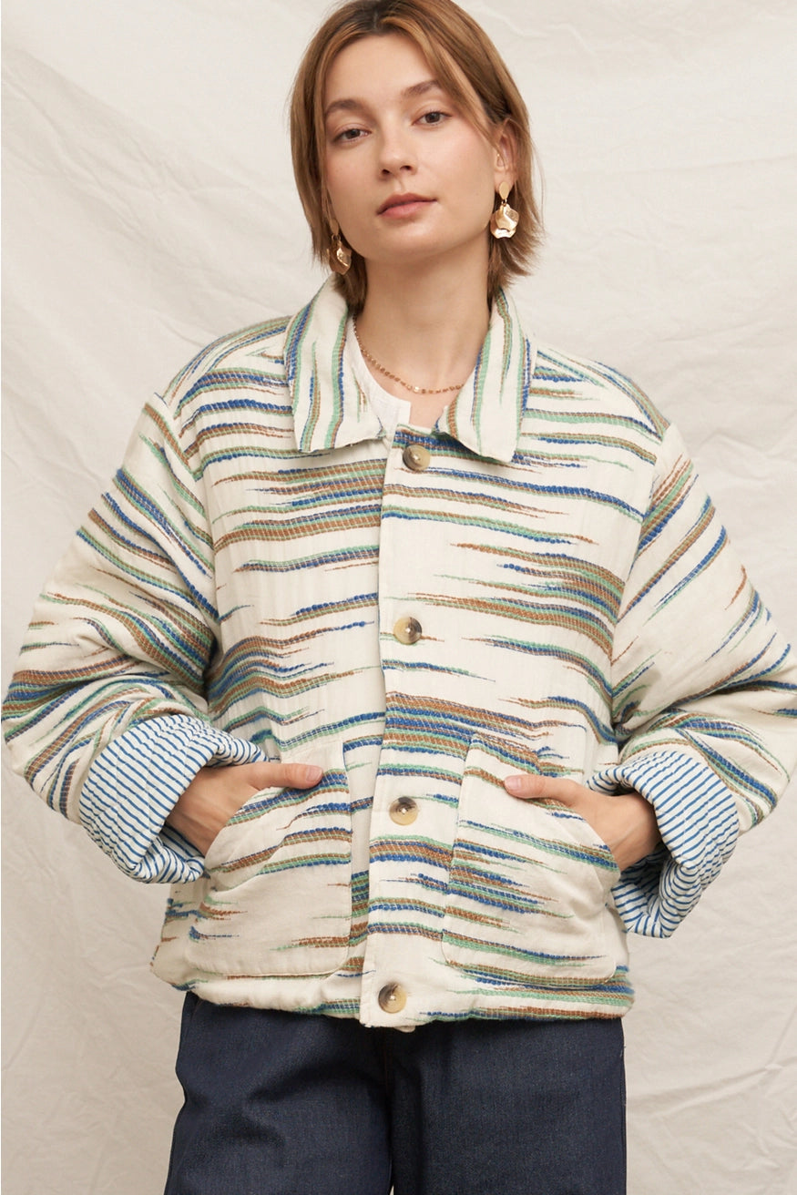 Geo Printed Quilted Jacket