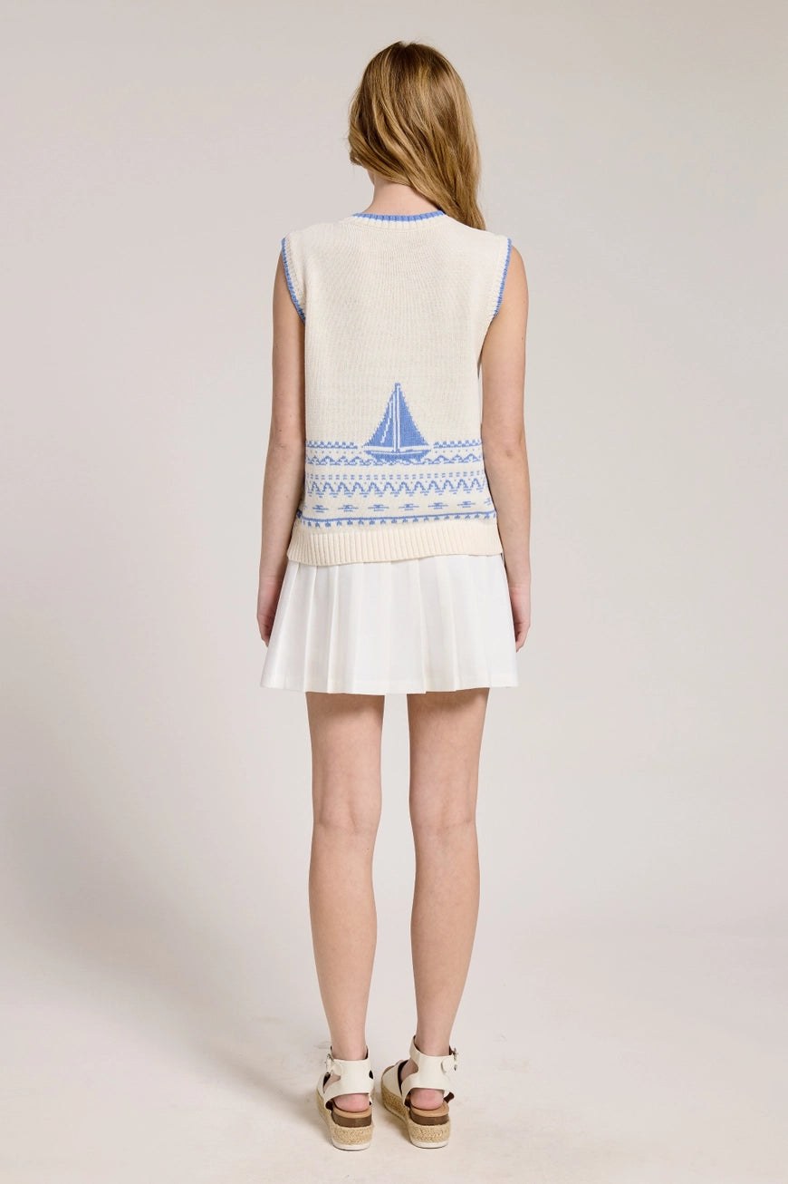 Blue Sailboat Knitted vest