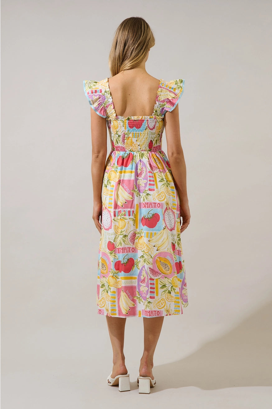Urbina Smocked Midi Dress Farmers Market