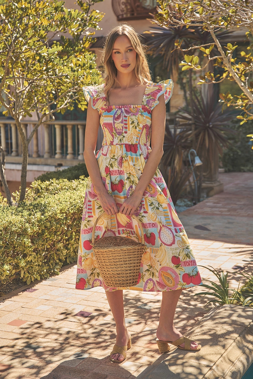 Urbina Smocked Midi Dress Farmers Market