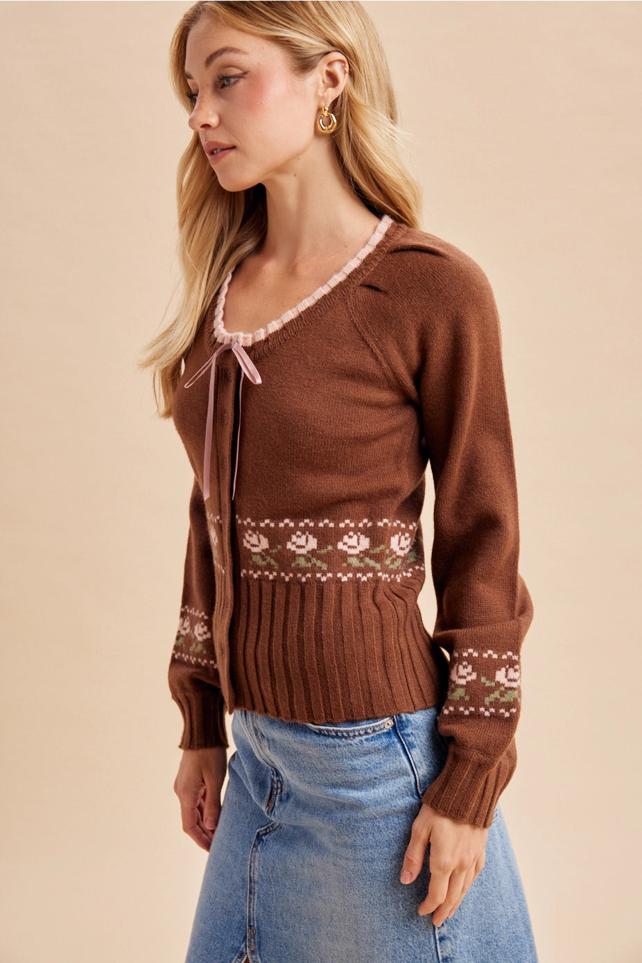 Cedar Floral Knitted Sweater Top