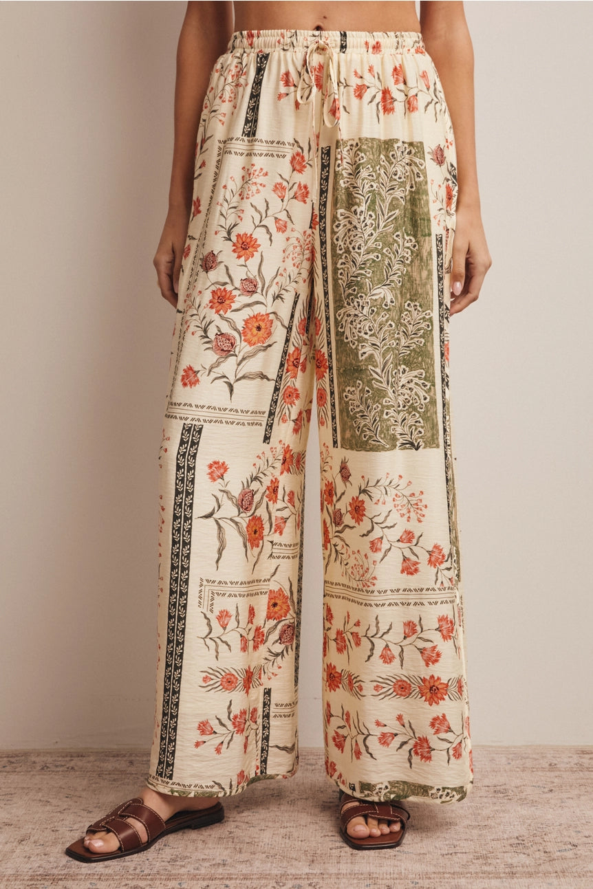 Patchwork Floral Wide-Leg Pants
