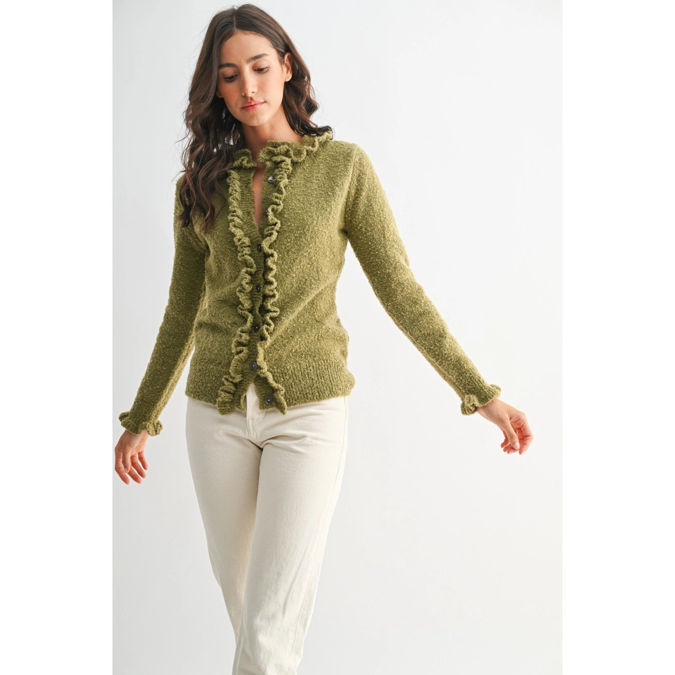 Cozy Ruffled-Trimmed Cardigan