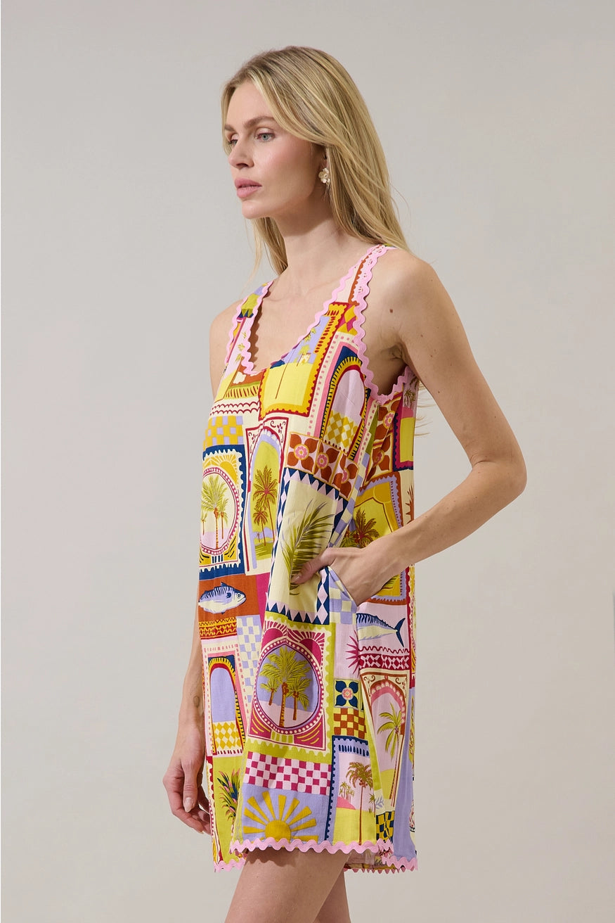 Auriel Shift Mini Dress Talmar Postcard