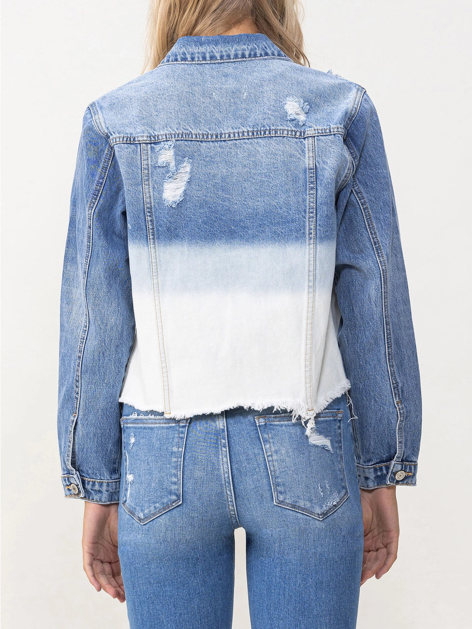 Tidal Waves Classic Crop Jacket W Bottom Bleach Detail