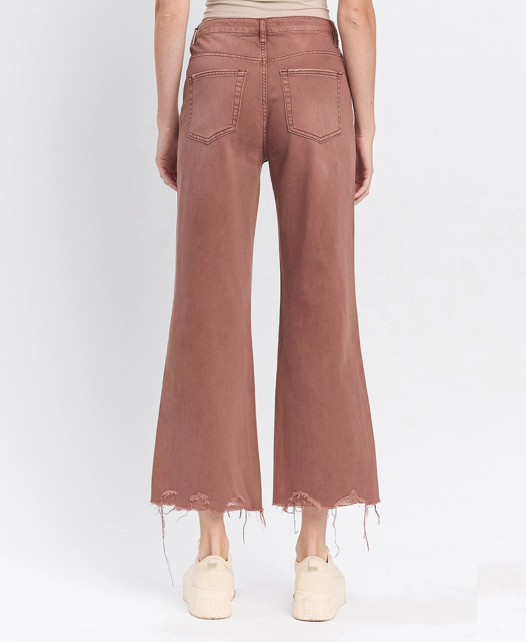 90's Vintage Super High Rise Crop Flare Jeans in Aztec