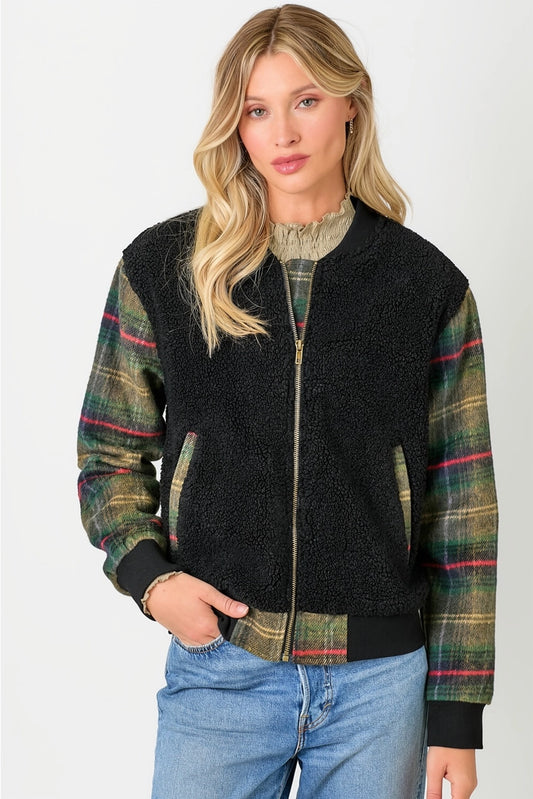 Mix Media Fur Bomber Jacket