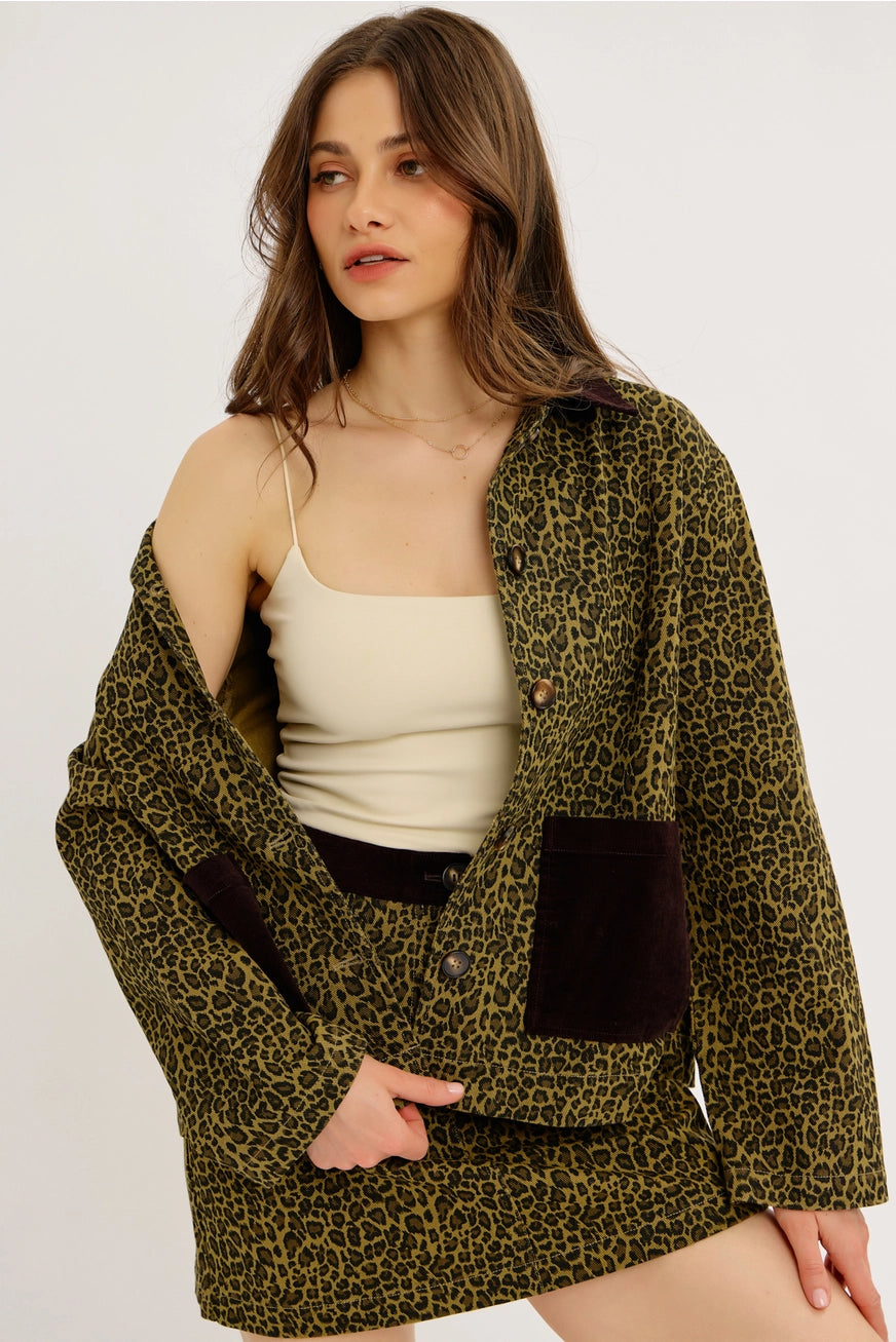 Cool Girl Uniform Leopard Utility Jacket