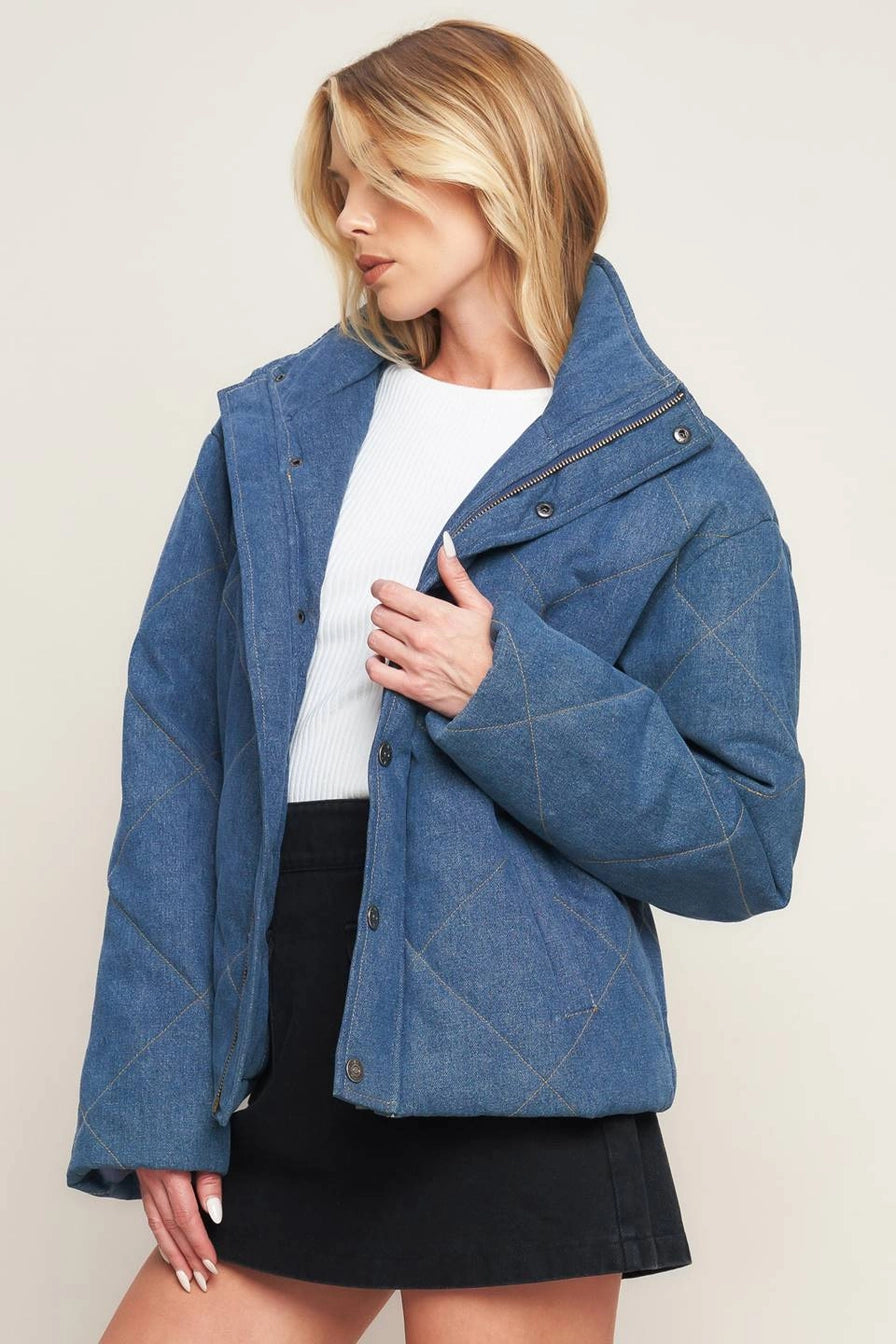 Medium Indigo Denim Quilted Jacket