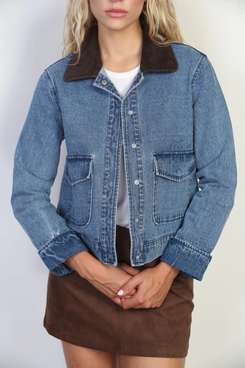 Corduroy Collar Denim Jacket