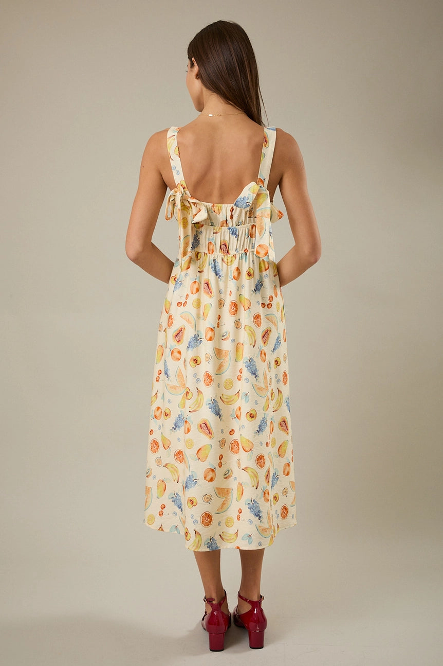 Fruit Print Midi Dress