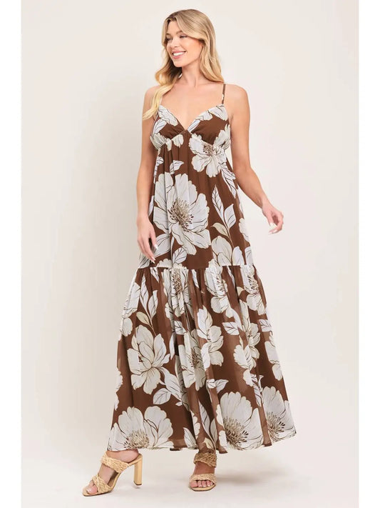 Brown Floral Maxi Dress