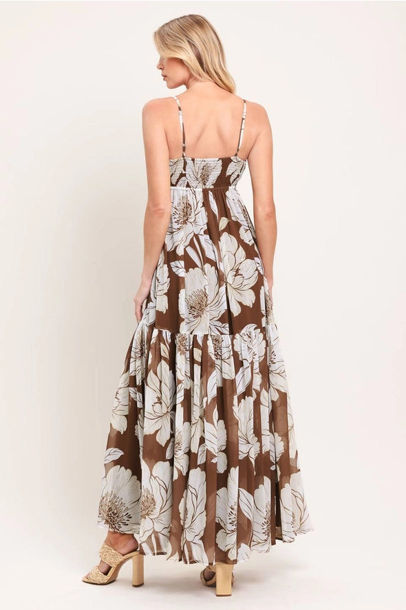 Brown Floral Maxi Dress