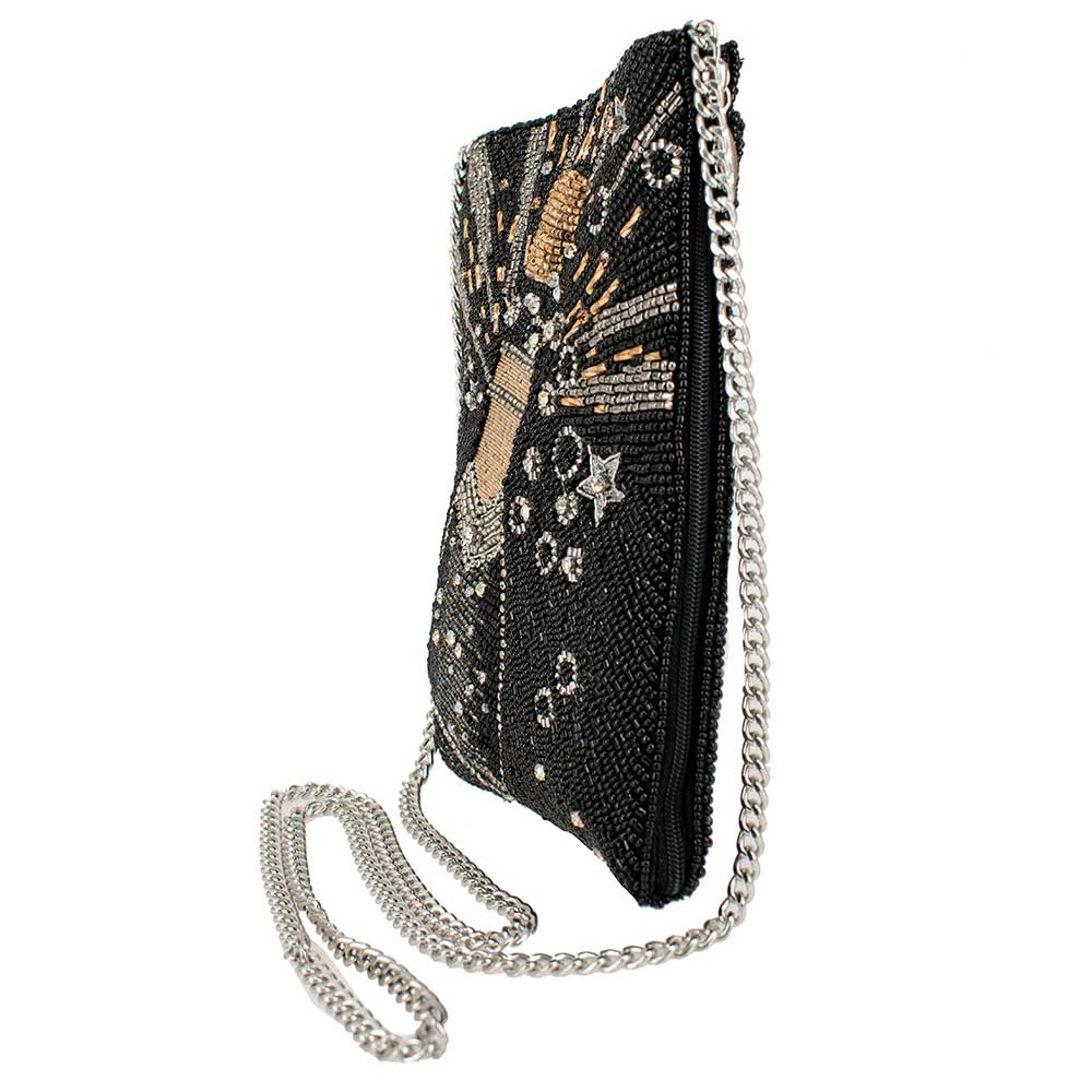 Mary Frances Bubbly Mini Beaded Champagne Bottle Crossbody Handbag