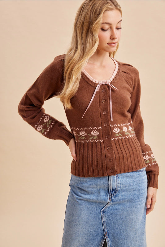 Cedar Floral Knitted Sweater Top