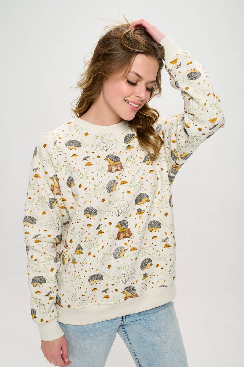 Hedgehog Mushroom Crew Sweatshirt