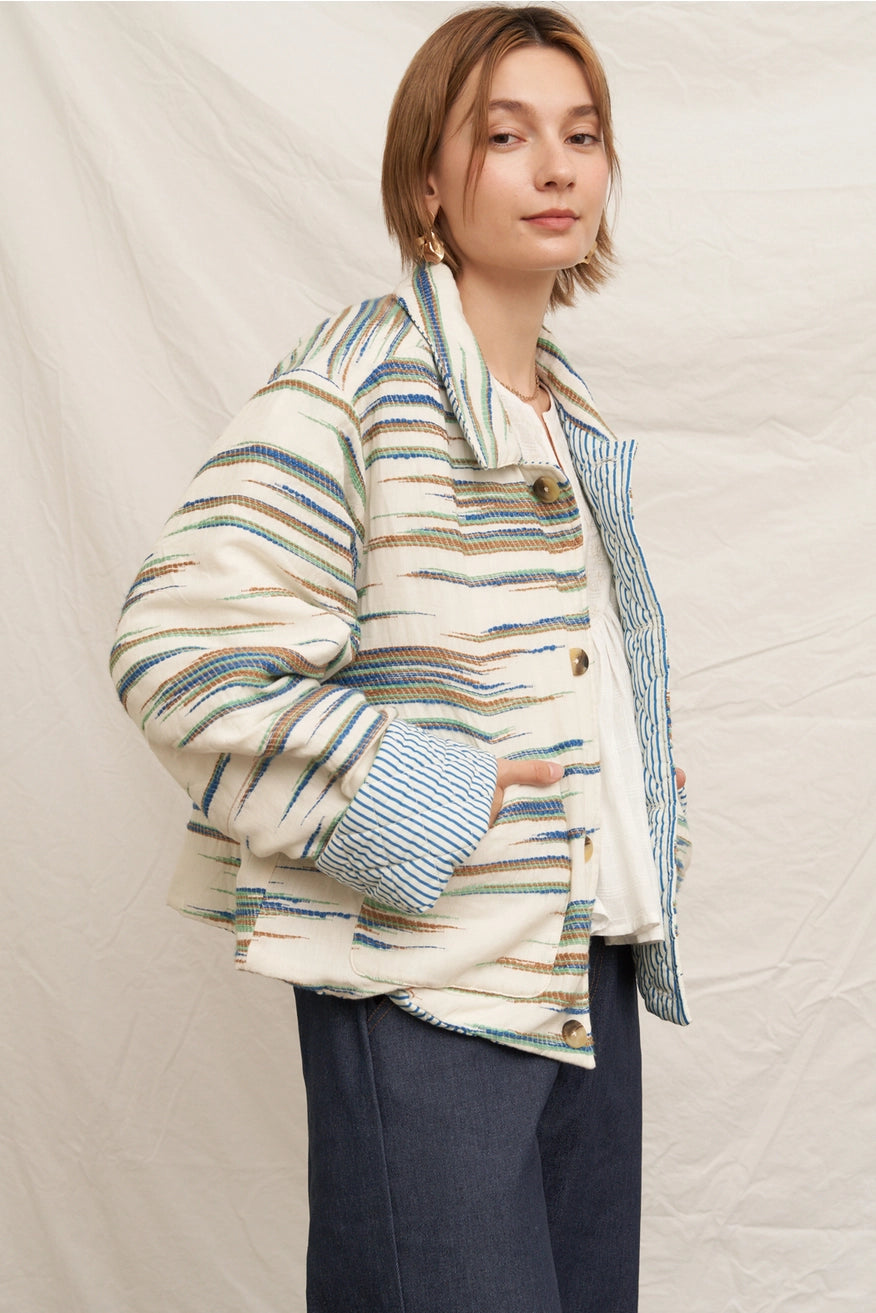Geo Printed Quilted Jacket