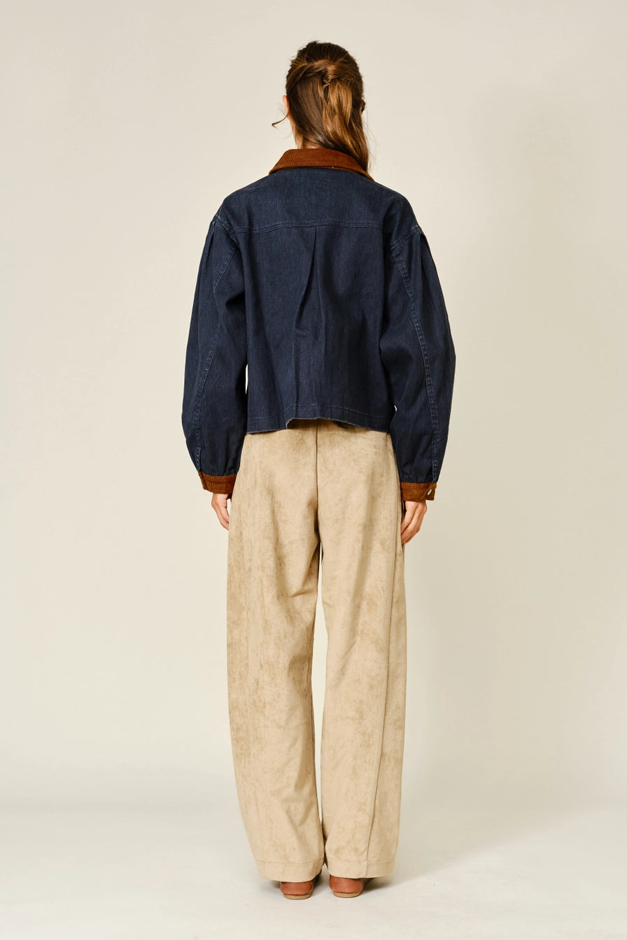 Navy Two Tone Corduroy Denim Jacket