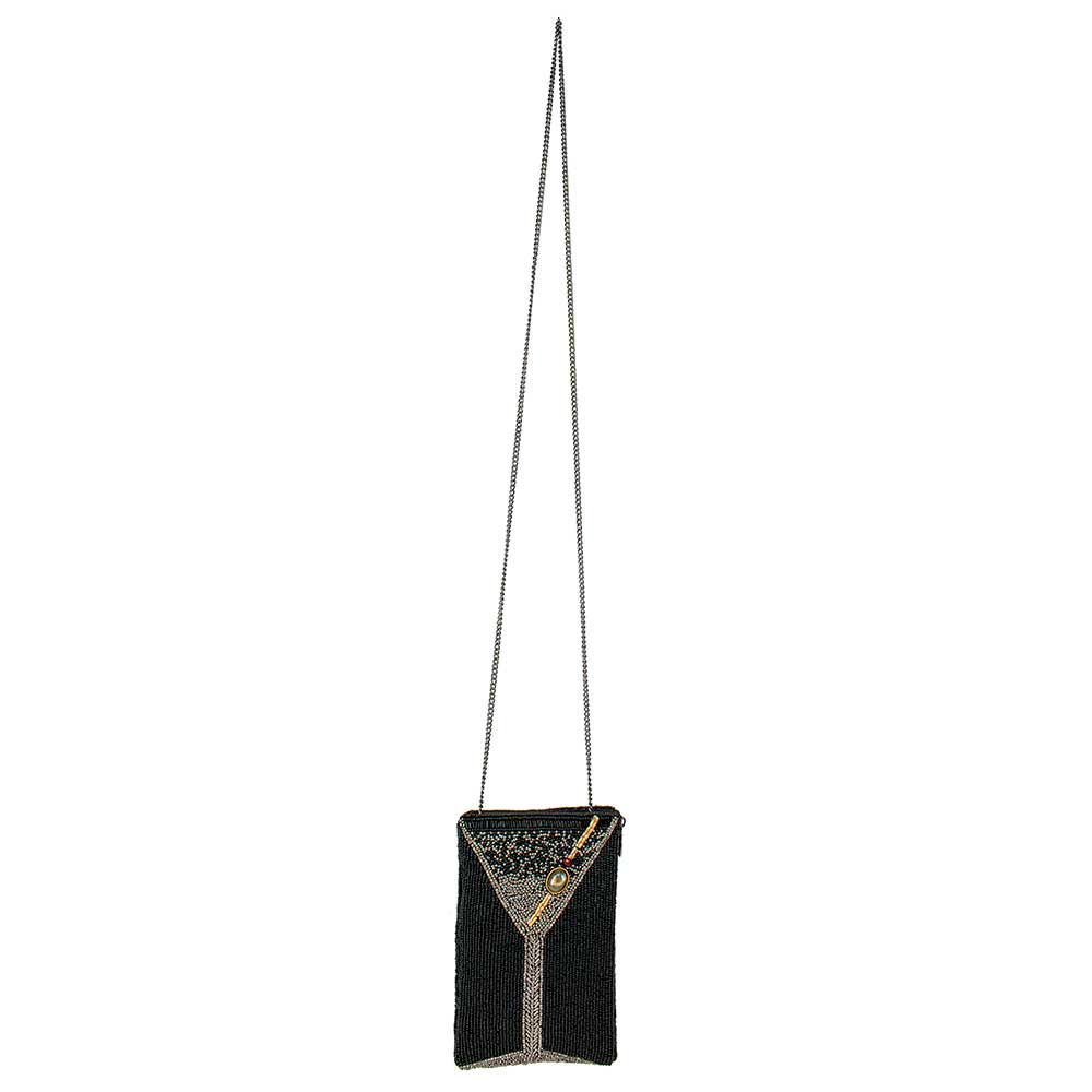 Mary Frances Make It Dirty Beaded Martini Glass Crossbody Phone Bag