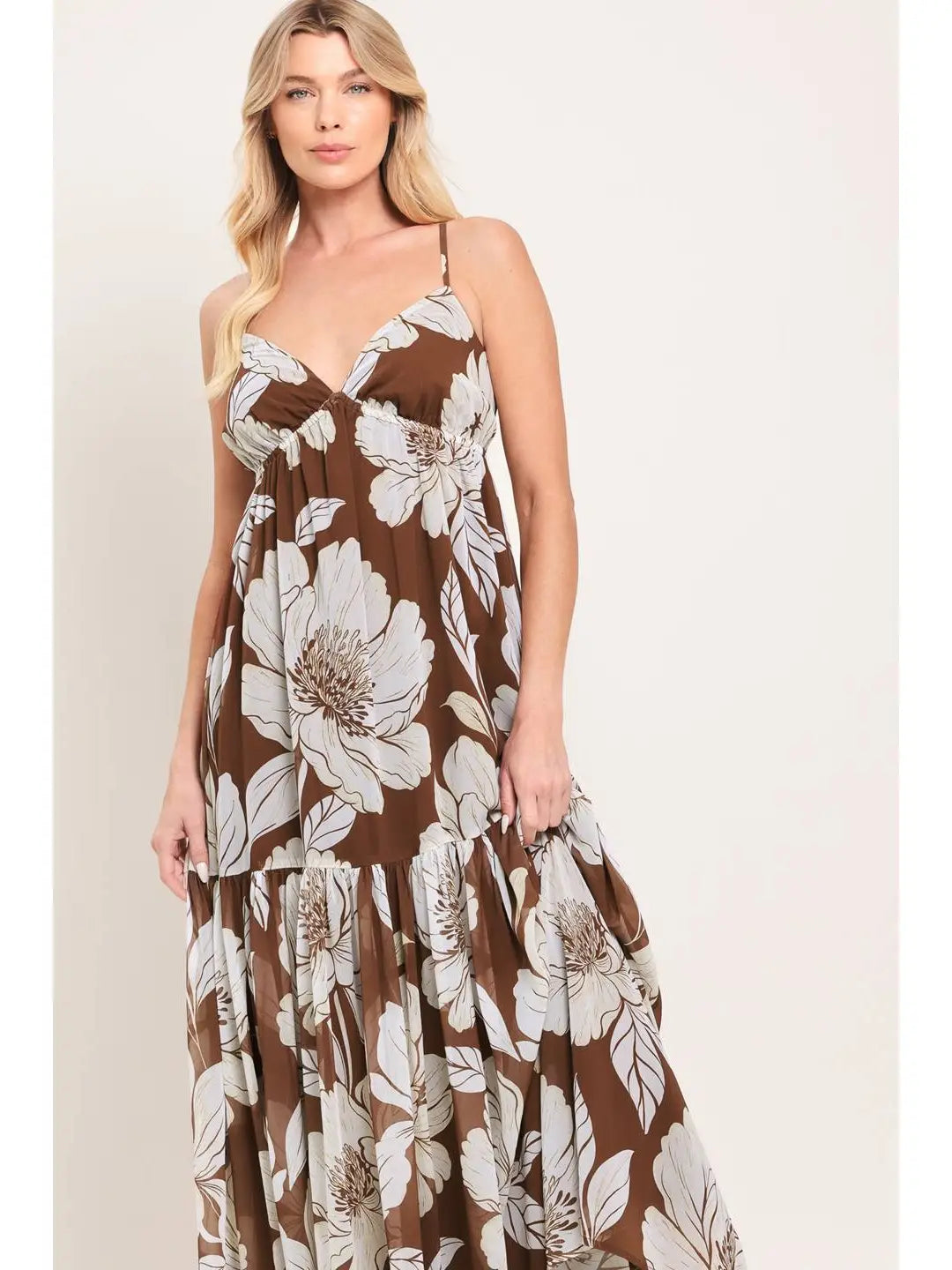 Brown Floral Maxi Dress