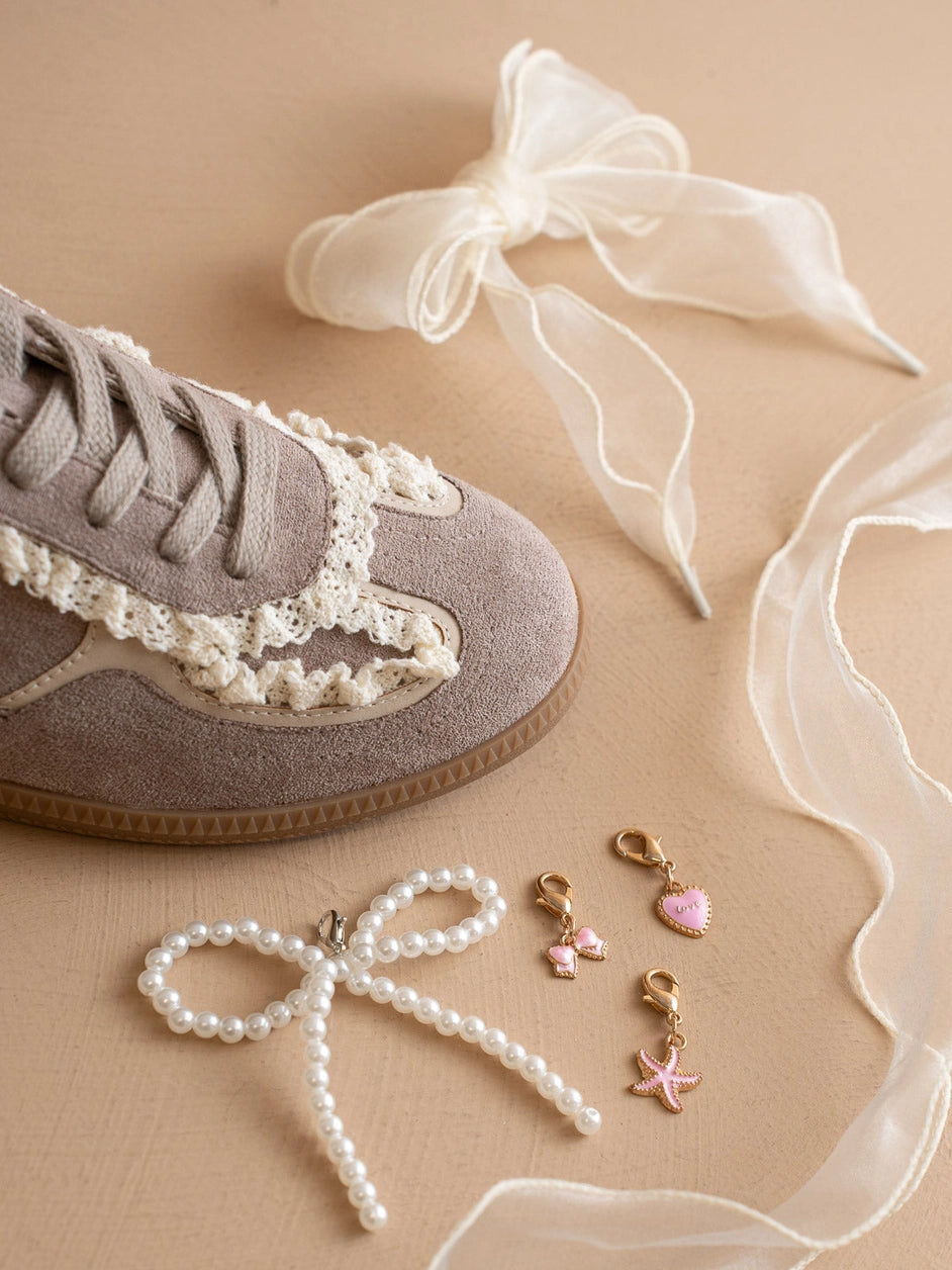 The April | Dark Grey Lace-Trimmed Retro Sneaker