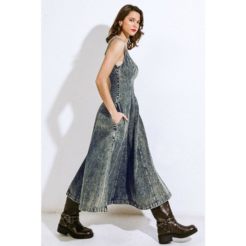 Denim Acid Size Small Washed Midi Dress