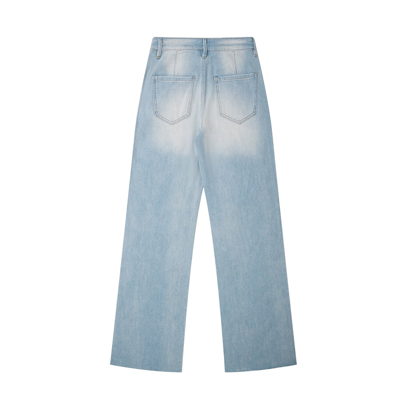 High Rise Straight Leg Cutout Embroidered Jeans with Raw Hem