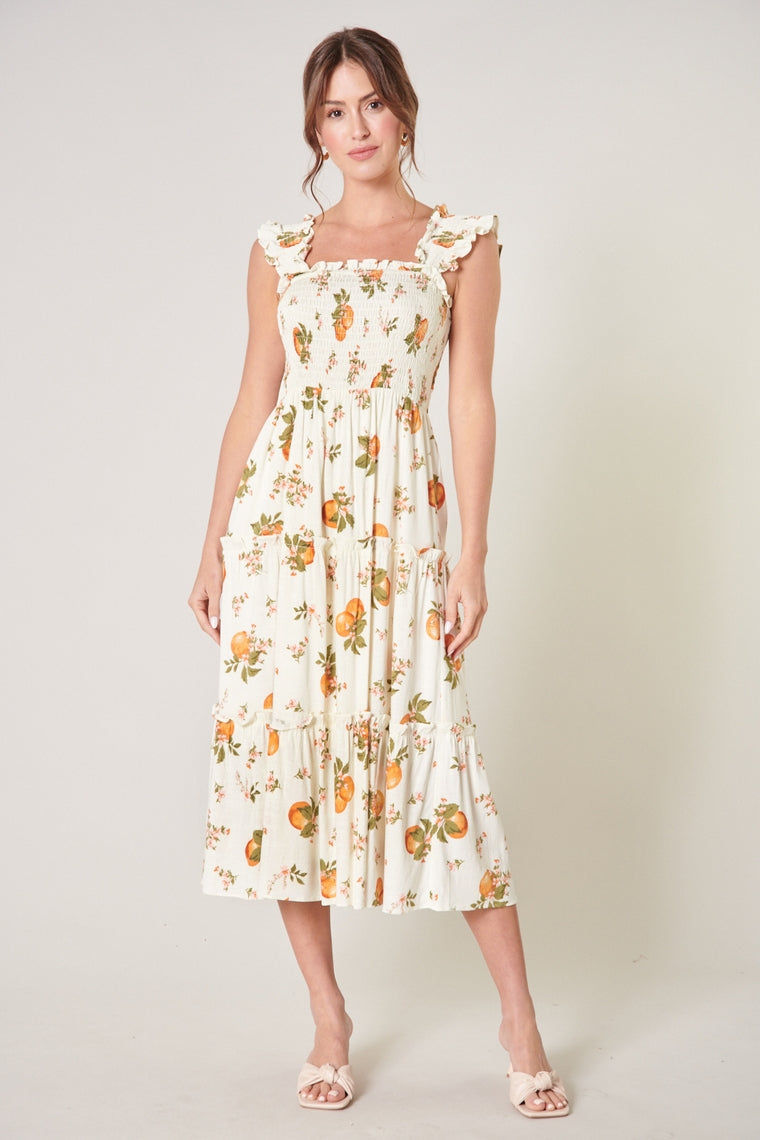 Arancia Bayshore Smocked Bodice Midi Dress