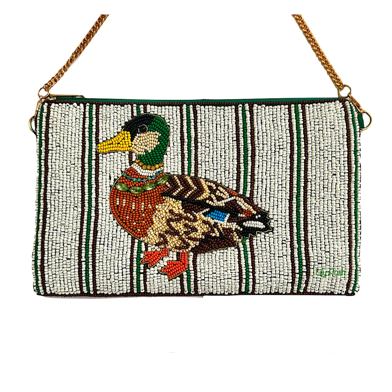 Beaded Duck Crossbody Clutch