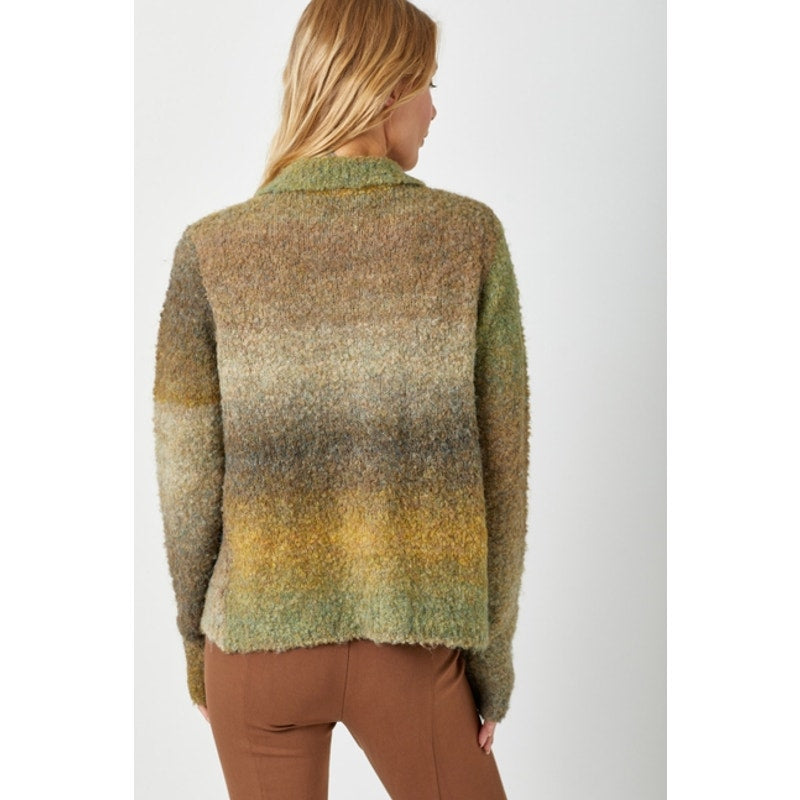 Olive Fuzzy Collared Cardigan