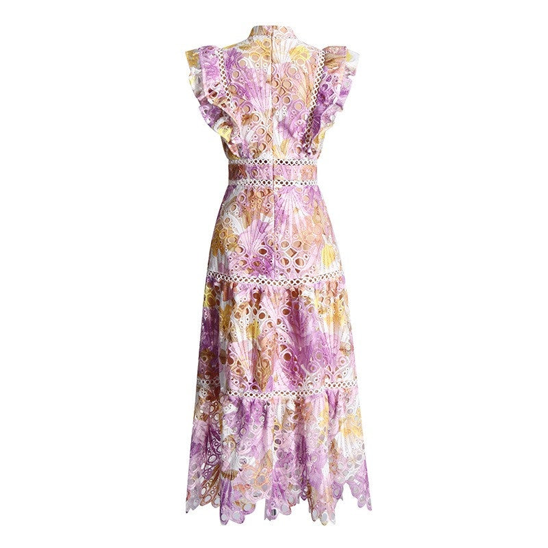 Floral Embroidered Lace Sleeveless Midi Dress