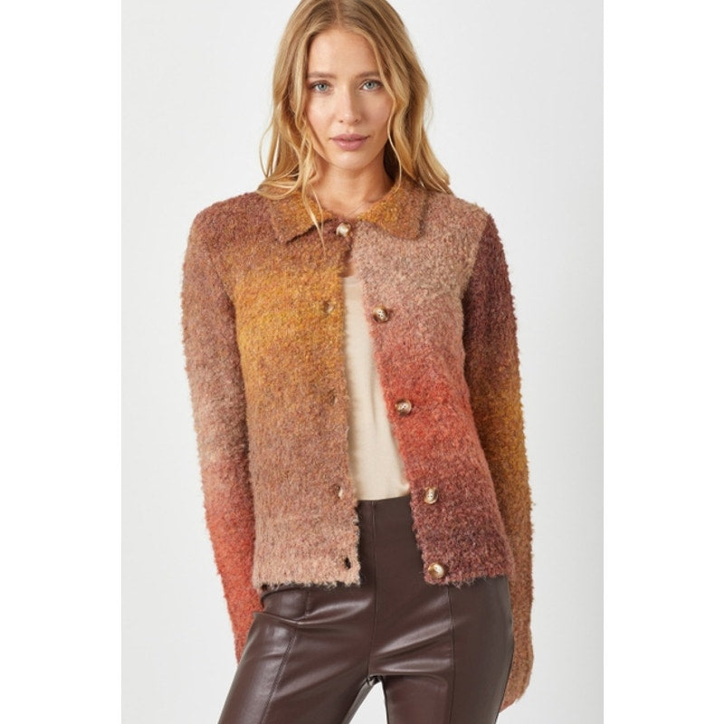 Maple Fuzzy Collared Cardigan