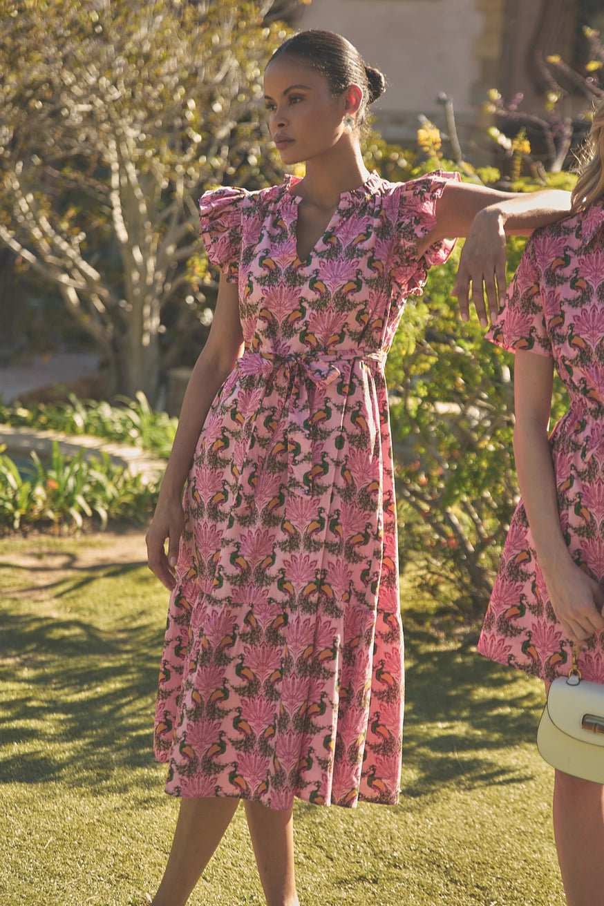 Sita Ruffle Midi Dress Peacock Bay