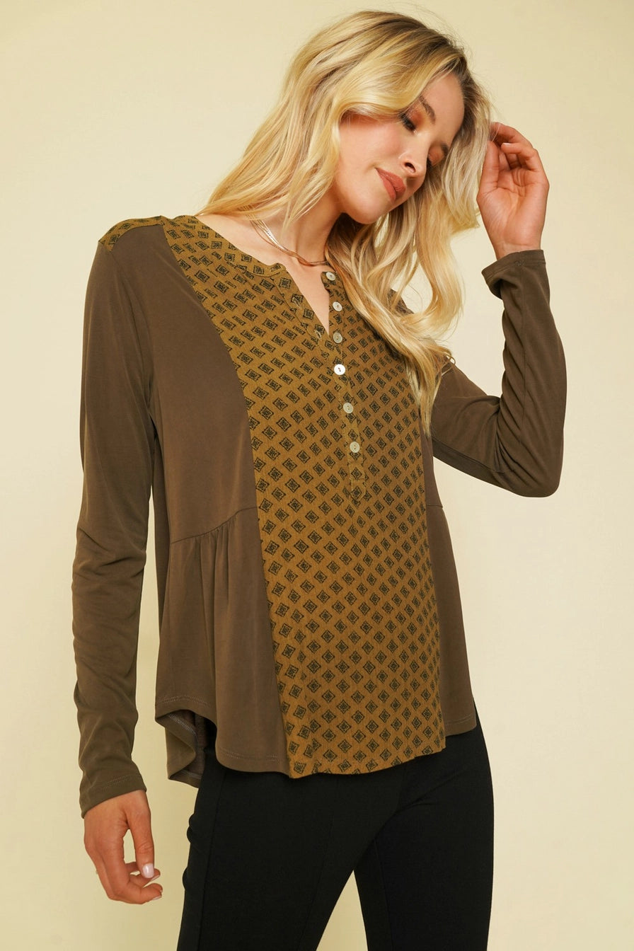 Mix Media Henley Top