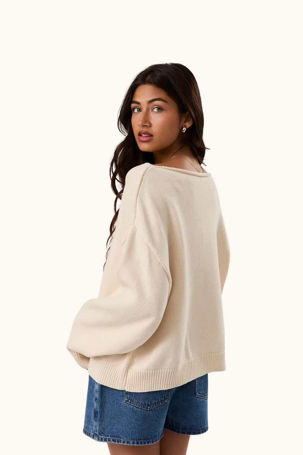 Ivory Sailboat Boat Neck Sweater