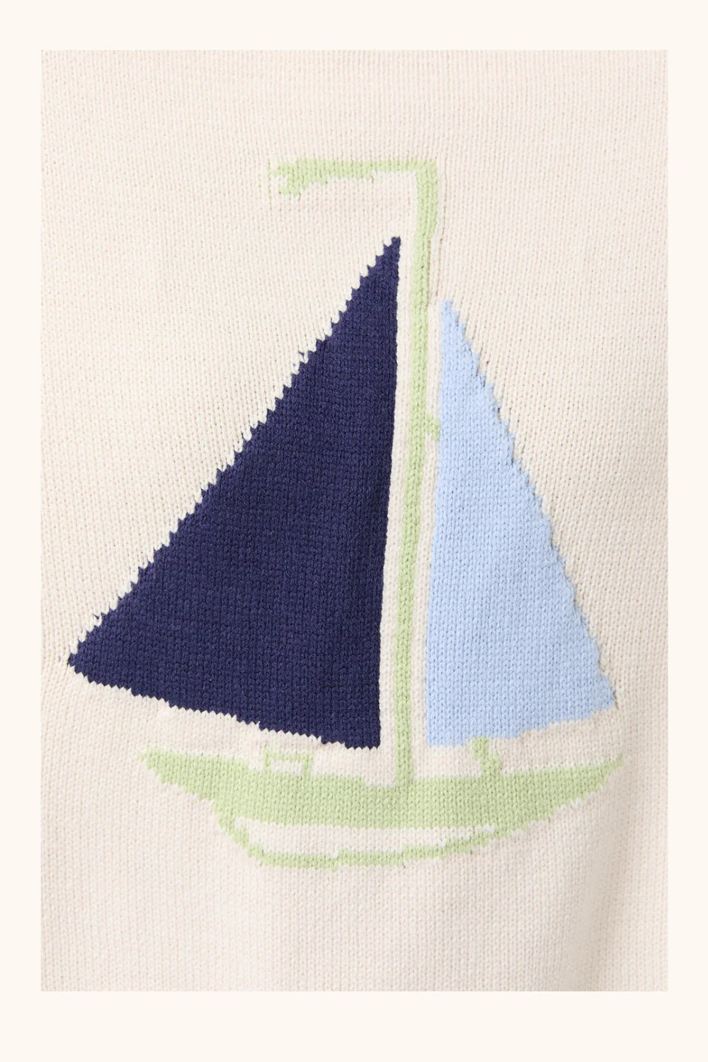 Ivory Sailboat Boat Neck Sweater
