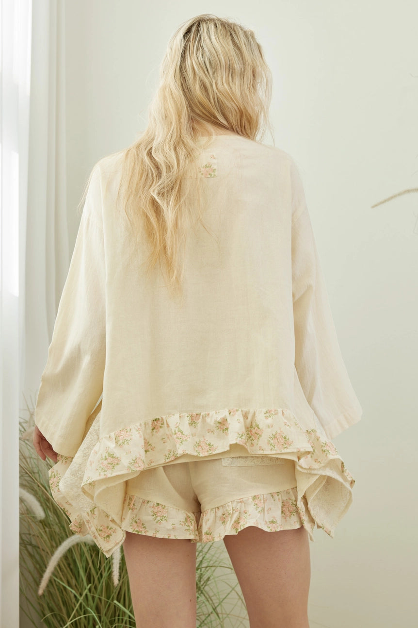 Boho Frilled Floral Crochet Patchwork Top