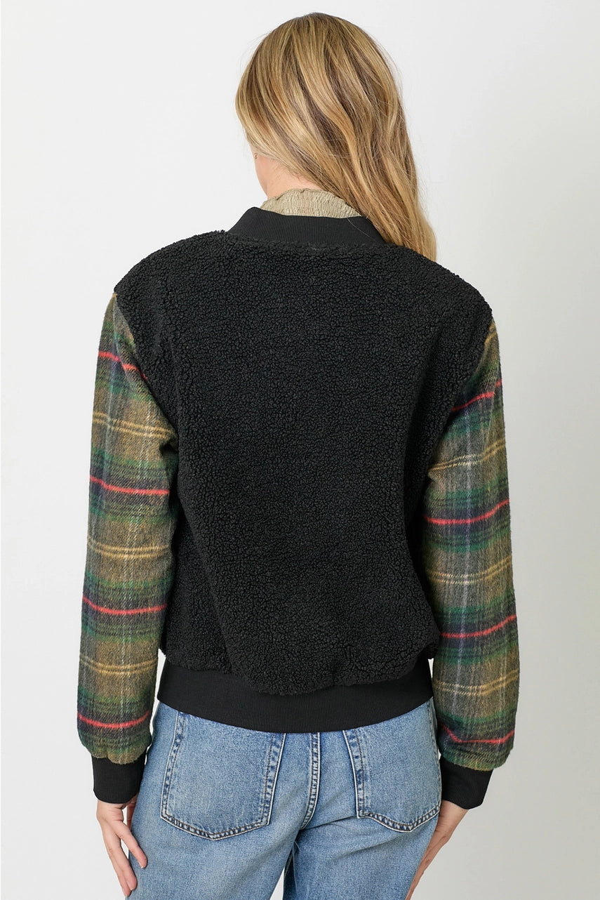 Mix Media Fur Bomber Jacket