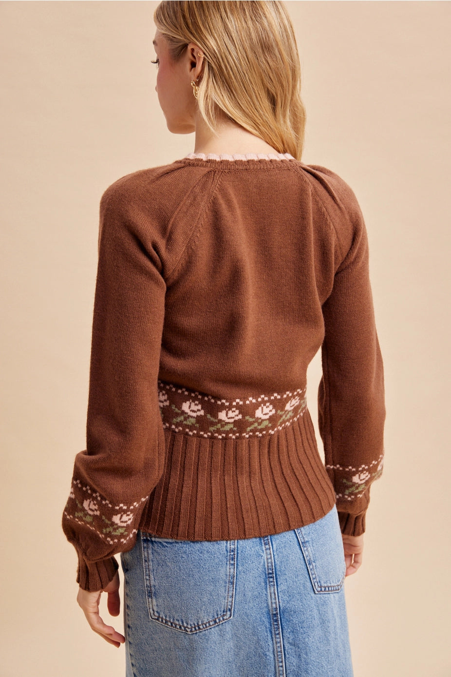 Cedar Floral Knitted Sweater Top