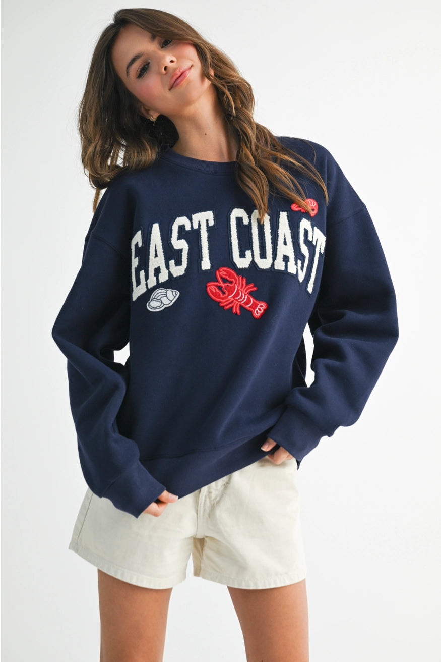 East Coast Navy Vintage Fleece Pullover Sweatshirt