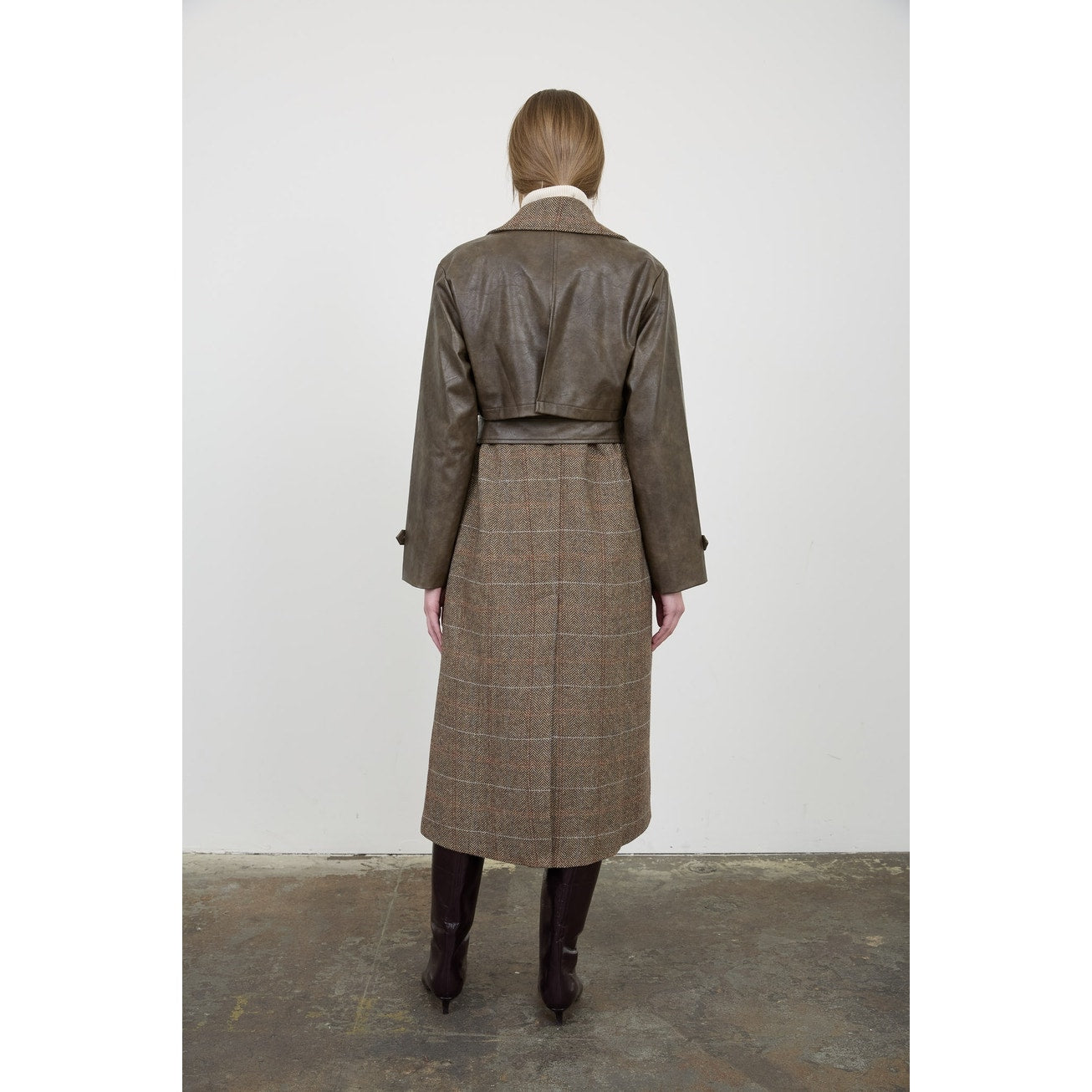 Brown Plaid Oversized Maxi Trench Belted Jacket